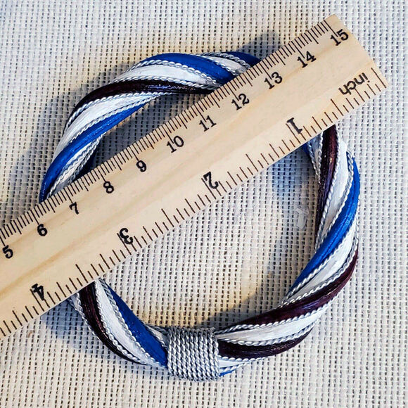 Hand Crafted Twisted Rattan Red Pink Bangle Bracelet Silver White Burgundy Blue - Picture 6 of 6